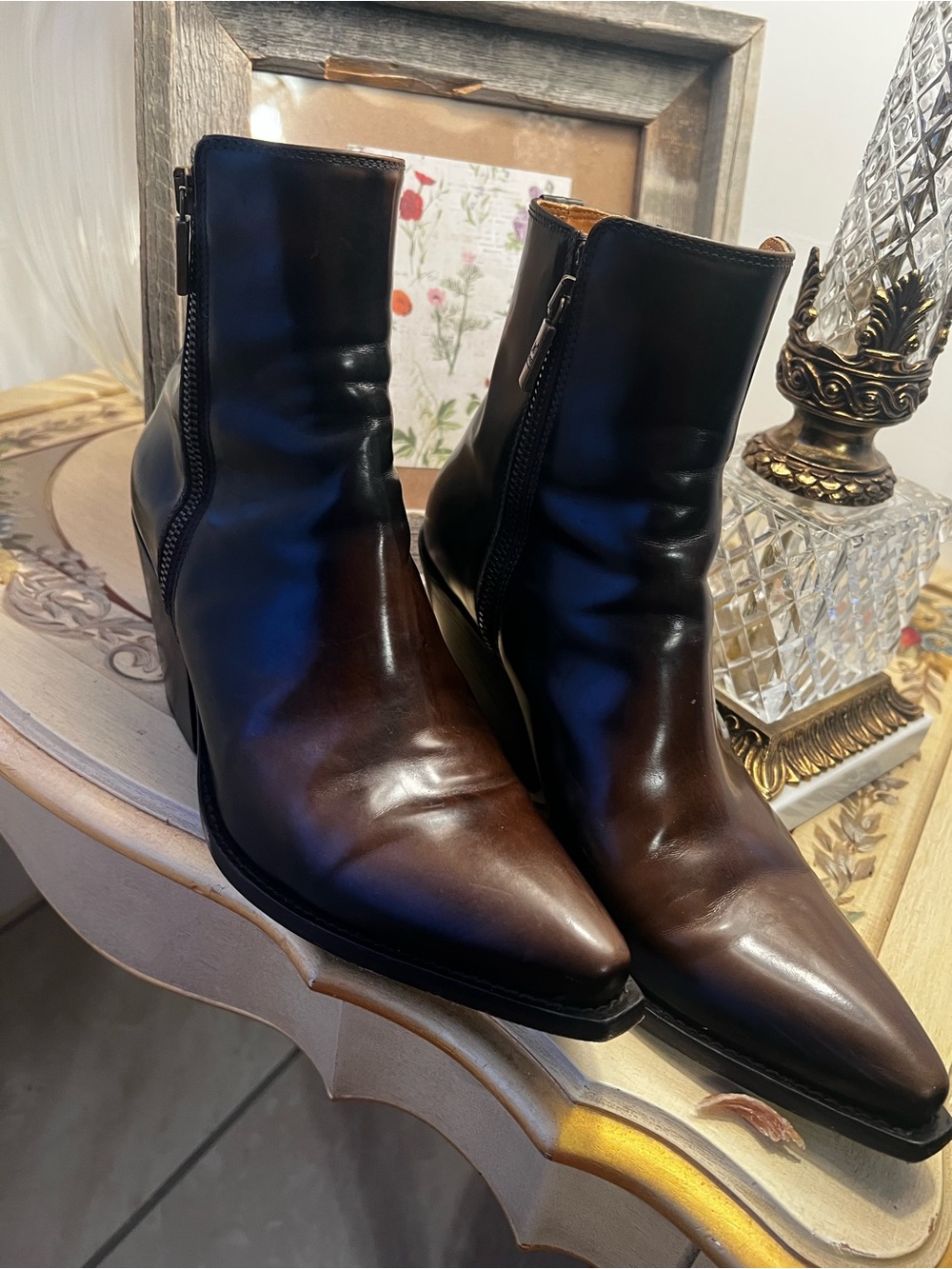 Men's Chukka Zip Ankle Boots - Dark Brown Leather